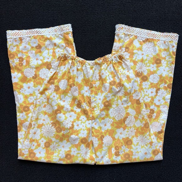 Vtg 60s Handmade Mod Hippie 2 pc Set Orange Yellow Floral Retro Approx. Small - Picture 8 of 13